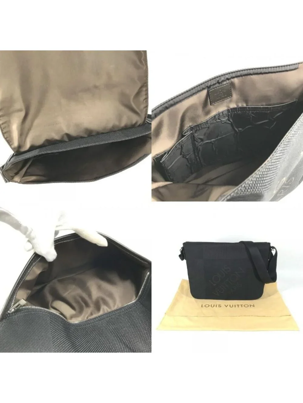 Louis Vuitton Shoulder Bag Petit Messager Damier Geant Canvas Black